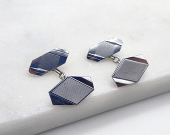 ART DECO geometric Cuff links, Novochrom cuff-links, retro gent's fashion, elegant classic design,