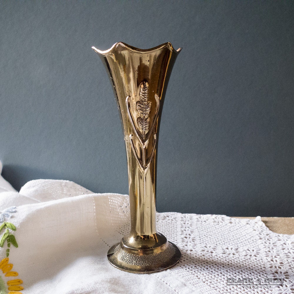 Vintage Metal Single Bud Vase Trumpet Vase Art Deco English Etsy UK