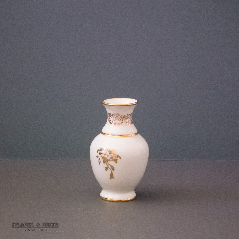 Vintage Flower Bud Vase White, LIMOGES, Romantic Couple Bone China