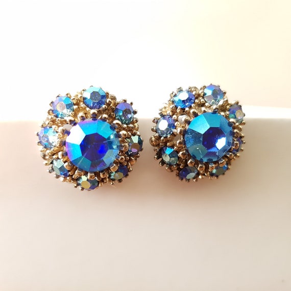 VINTAGE SPHINX earrings,turquoise blue earrings, … - image 1