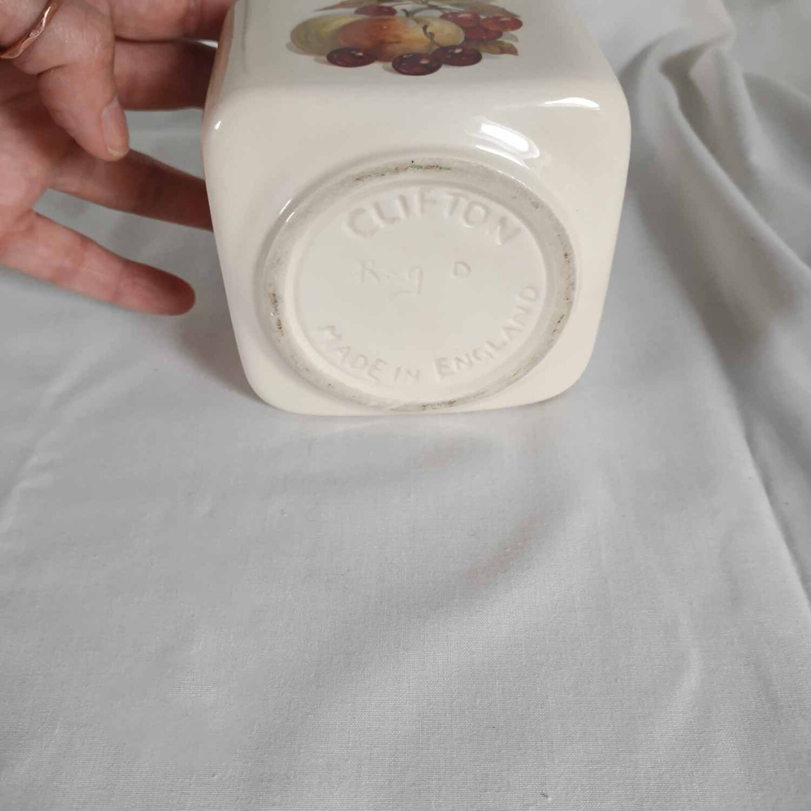 Vintage CLIFTON Jar With Wood Lid, English Retro Container, British