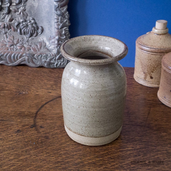 Vintage pot, Rustic studio pottery small pot, grey stoneware pot, pen holder, vase
