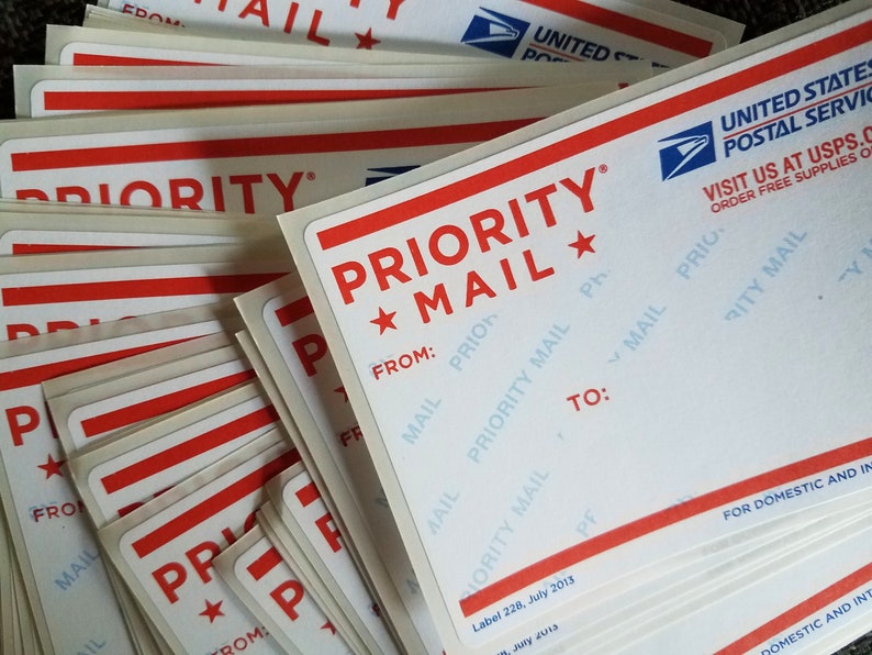 Lot Of Fifty 50 Blank Label 228 USPS Priority Mail Label Sticker Art lot-of-fifty-50-blank-label-228-usps-priority-mail-label-sticker-art