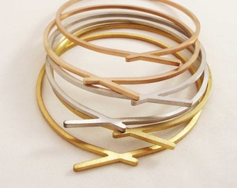 The Knot Skinny Bracelet, Modular Chic Bracelet. Ultra Thin Geometric Bracelet. Laka Luka Design "The Knot" Stacking Bangles