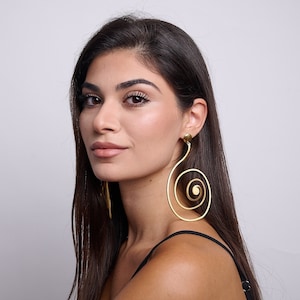 Oversized Earrings, Spiral Earrings, Gift for Her, Statement Earrings, Geometric Earrings, African Earrings, Laka Luka design &quot;Spiral&quot;