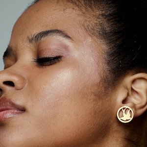 Swallow Bird Earrings, Stud Symbol Earrings, Gold Martin Bird Earrings, Everyday Jewelry, Original Laka Luka Design &quot;Swallow Bird&quot; earrings