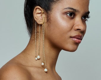 Oversized Single Earring, Chain Ear Cuff, Wrap earrings, Ear Cuff No Piercing,  Full Ear Coverage,  Laka Luka Design, Gift for Her, Unique