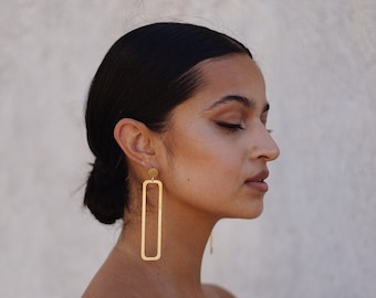 Geometric Dangle Earrings, Statement Earrings, Oversized Earrings. Handmade Earrings. Laka Luka Design "Libra" Rectangle Earrings