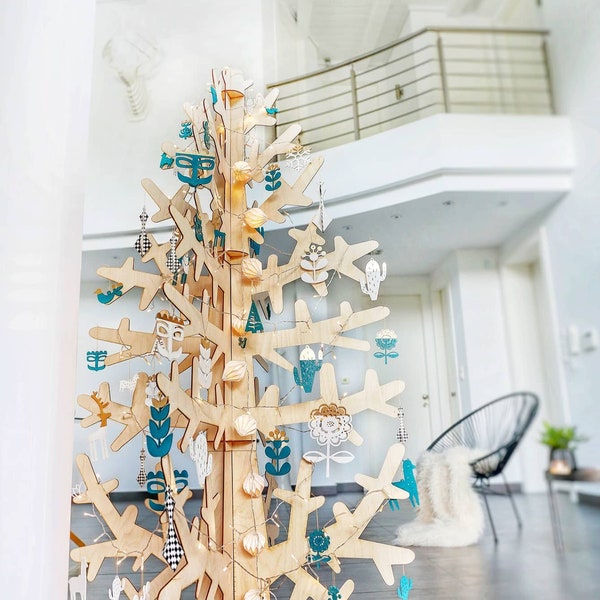 Albero di Natale in legno, Albero di Natale ecologico, Vita ecologica, Design nordico, Albero di Natale tagliato al laser, Minimal, Albero di Natale