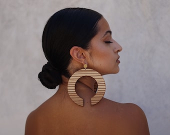 Oversized Earrings. Geometric Wooden Earrings / Statement Earrings / Large Hoop Earrings / African Earrings / Laka Luka Design Earrings