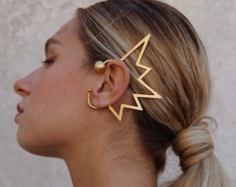 Ear Cuff, Wrap earrings, Ear Cuff No Piercing,  Full Ear Coverage, Oversized Single Earring. Laka Luka Design "Elf" ear cuff