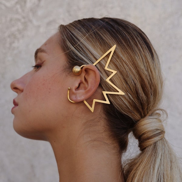 Ear Cuff, Wrap earrings, Ear Cuff No Piercing,  Full Ear Coverage, Oversized Single Earring. Laka Luka Design "Elf" ear cuff