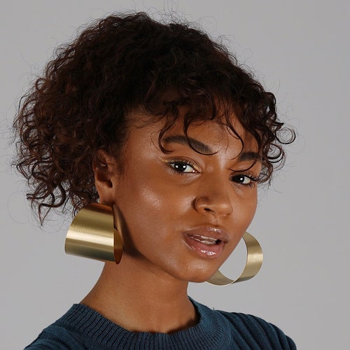 Sculptural Style Circular Earrings Hoop Earrings Large - Etsy
