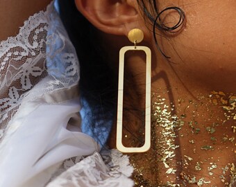 Gold Silver Geometric Dangle Drop Earrings - UK