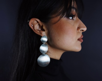 Circular Earrings, Sterling Silver Earrings,  Hoop Earrings, Large Earrings, Big Hoop Earrings, Statement Earrings, Laka Luka design