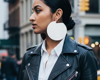 Sterling Silver Oversized Earrings. African Earrings, Geometric Earrings. Statement Earrings. Large Hoop Earrings. Laka Luka design
