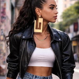 Large Gold Maze Earrings - Contemporary Designer Jewelry - Fashion Forward Eye-Catching Dangle - Unique Geometric Jewelry