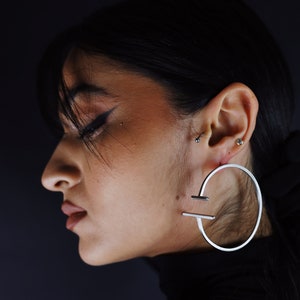 Sterling Silver Earrings, Skinny Earrings. Statement Earrings. Hoop Earrings. Oversized Earrings, Minimal Earrings / Laka Luka Design