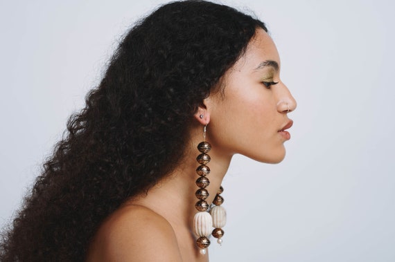 Vintage Style Statement Earrings: Long Shoulder Grazing Fashion Jewelry