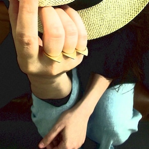 Triple Finger Ring 3 Peaks unique Laka Luka Design, Knuckle Ring, Stacking Rings. Three Finger Ring, Delicate Gold Plated Ring image 6