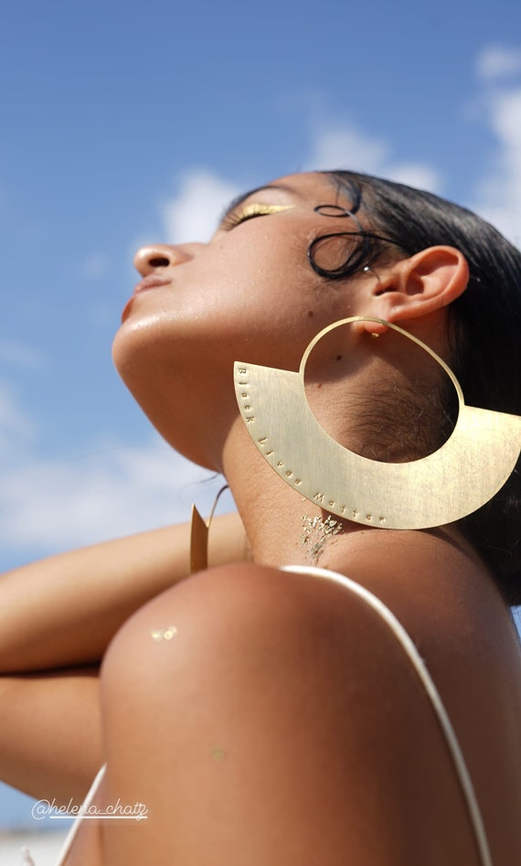 Buy Half done Oversized Earrings African Earrings Big Earrings Statement Earrings. Hand Stamped Large Hoop Earrings Laka Luka Design Online in India Etsy