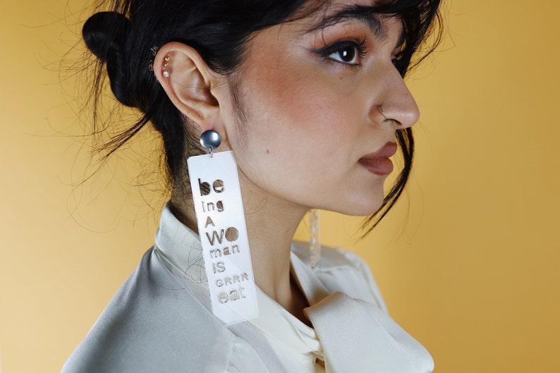 Clip On Earrings, Personalized Earring, Oversized earring. Custom Earrings. Statement earrings. Large Earrings. Custom Jewelry. Gift for Her image 3