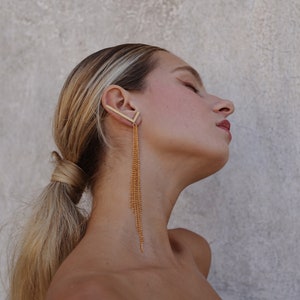 Oversized Single Earring, One Earring, Statement Earring, Chain Jewelry, Chains Earrings, Laka Luka Design Cascading Chain Single Earring image 2