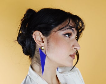 Clip On Earrings, Triangle Acrylic Earrings, Geometric Earrings, Statement Earrings, Handmade, Non Pierced Earrings, Gift for Her