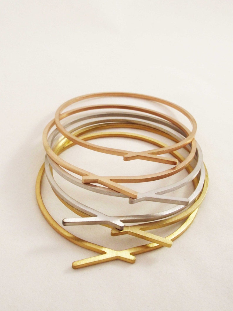 The Knot Skinny Bracelet, Modular Chic Bracelet. Ultra Thin Geometric Bracelet. Laka Luka Design The Knot Stacking Bangles image 1