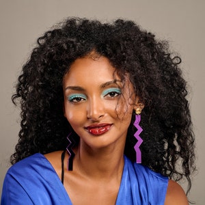 Purple Statement Earrings: Long Acrylic Unique Design