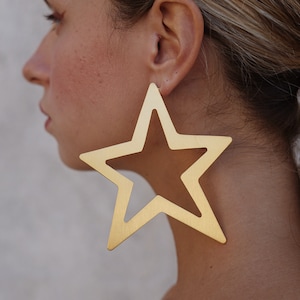 Star Earrings, Extravagant Earrings, Oversized Earrings, Statement arrings, Gift for Her, Fashion Trends, Modern Jewelry, Laka Luka design image 3