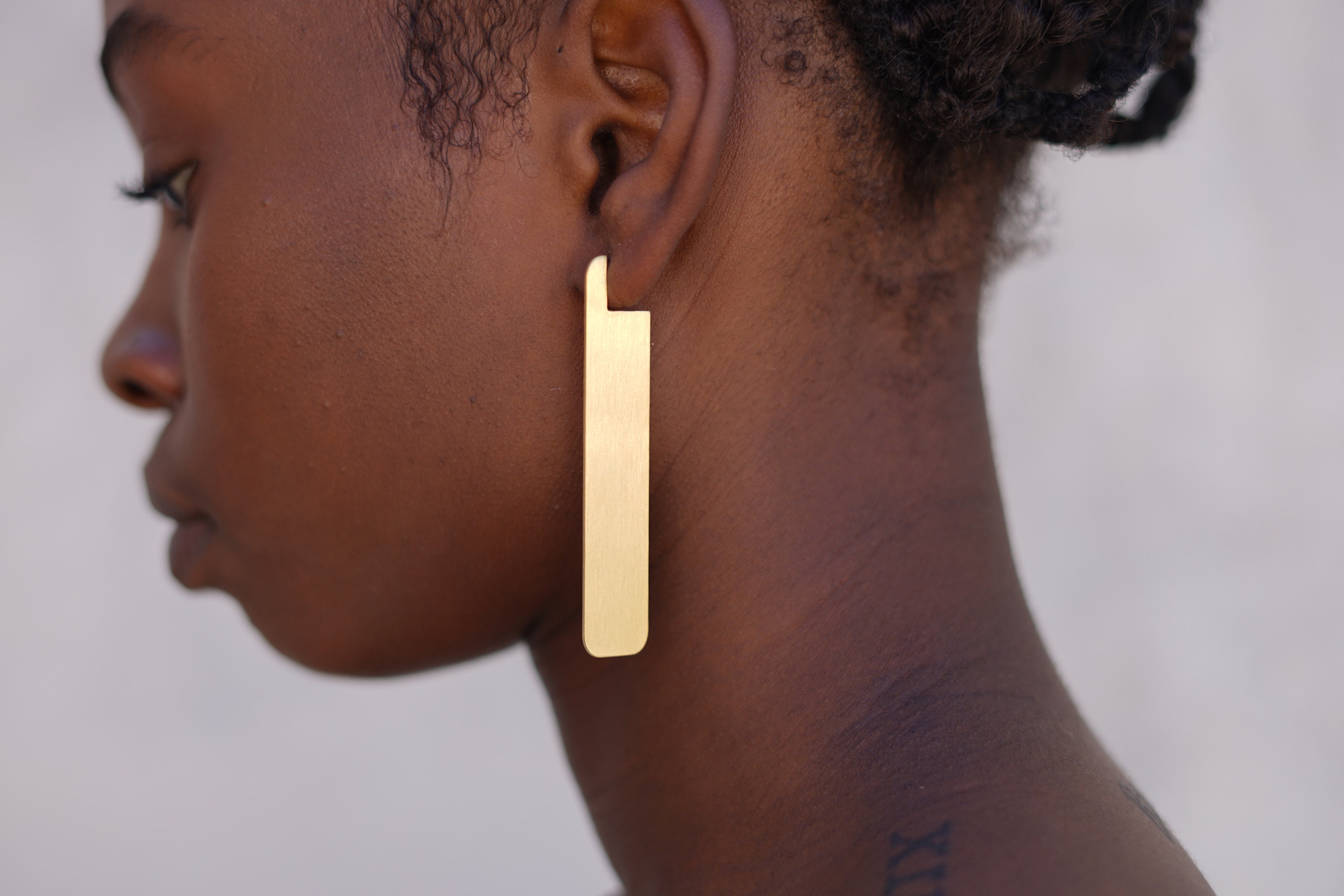 Geometric Earrings, Statement Earrings, Handmade Earrings. Rectangle Earrings, Gold Plated Earrings, Gift For Her, Laka Luka Design "Fira"