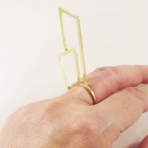 Skinny Ring Climax, unique Laka Luka design, Ultra Thin Geometric Ring. Size 7 ring. Gold Plated Ring. Stainless Steel Ring, Knuckle Ring image 8