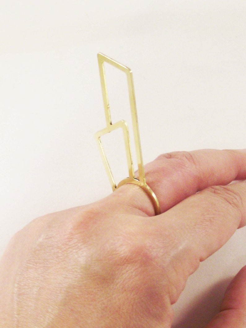 Skinny Ring Climax, unique Laka Luka design, Ultra Thin Geometric Ring. Size 7 ring. Gold Plated Ring. Stainless Steel Ring, Knuckle Ring image 8