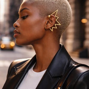 Pendiente de oreja ajustable chapado en oro, sin perforación, envoltura completa para la oreja