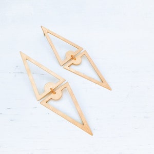 Triangle Drop Earrings, Geometric Dangle Earrings, Statement Earrings, Modern Drop, Laka Luka Unique Design Double Triangle Drop Earrings image 5