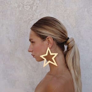 Star Earrings, Extravagant Earrings, Oversized Earrings, Statement arrings, Gift for Her, Fashion Trends, Modern Jewelry, Laka Luka design image 4