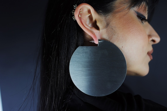 Sterling Silver Oversized Earrings. African Earrings Geometric