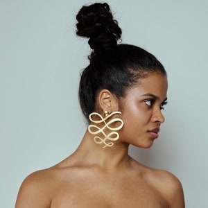 Squiggle Earrings, Dangle Earrings, Gold Earrings, Gift for her, Laka Luka Design, Gift for Her, Christmas Gift, African Jewelry image 2