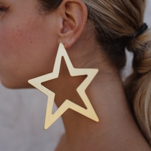 Star Earrings, Extravagant Earrings, Oversized Earrings, Statement arrings, Gift for Her, Fashion Trends, Modern Jewelry, Laka Luka design image 6