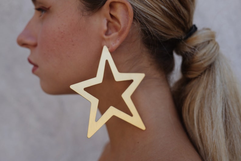 Star Earrings, Extravagant Earrings, Oversized Earrings, Statement arrings, Gift for Her, Fashion Trends, Modern Jewelry, Laka Luka design image 6