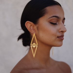 Triangle Drop Earrings, Geometric Dangle Earrings, Statement Earrings, Modern Drop, Laka Luka Unique Design Double Triangle Drop Earrings image 9