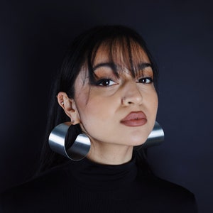 Sterling Silver Earrings, Circular Earrings, Hoop Earrings, Large Earrings, Big Hoop Earrings, Statement Earrings, Laka Luka design