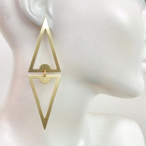 Triangle Drop Earrings, Geometric Dangle Earrings, Statement Earrings, Modern Drop, Laka Luka Unique Design Double Triangle Drop Earrings image 4
