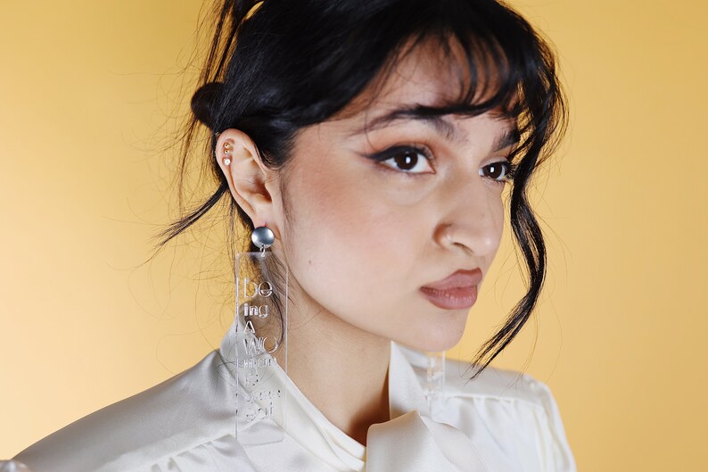 Clip On Earrings, Personalized Earring, Oversized earring. Custom Earrings. Statement earrings. Large Earrings. Custom Jewelry. Gift for Her image 5