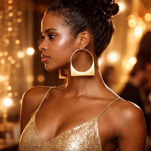 Large African Hoop Earrings – Lightweight Gold Afrocentric Jewelry - Festival Fashion