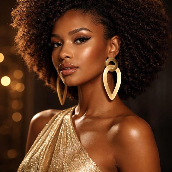 earrings with brown dress Oversized Gold Geometric Statement Earrings, Large Sculptural Teardrop Hoops for Fashion Runway chocolate brown dress accessories Peep Njeri style the mindarc_ap21_integration (160cm) and under Color:RED-2