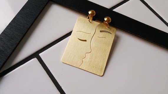 Clip On Earrings, The Kiss Earrings. Large Earrings. Statement Earrings. Gift for Her. "The Kiss" earrings, Valentine’s Day Earrings