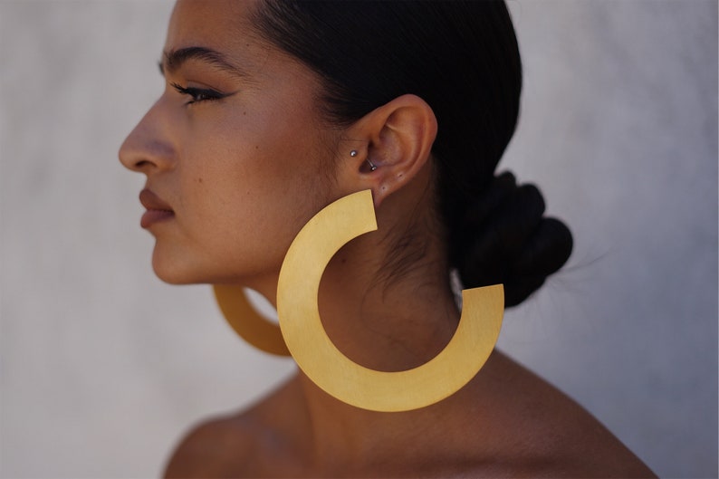 African Earrings, Custom Earrings Large Hoop Earrings. Laka Luka design Trois Quart earrings, Gift for Her, Handmade Earrings image 4