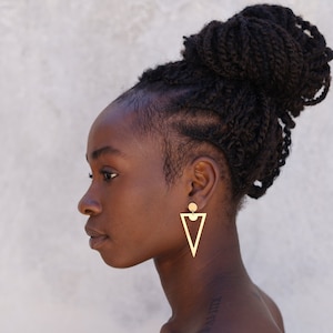 Geometric Gold Triangle Drop Earrings – Lightweight Modern Statement Dangles
